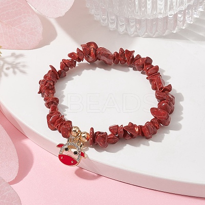 Natural Dyed Howlite Chips Stretch Bracelets BJEW-JB09754-02-1