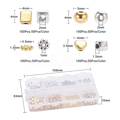 400Pcs 4 Style Tibetan Style Alloy Beads Set TIBE-YW0001-23-1