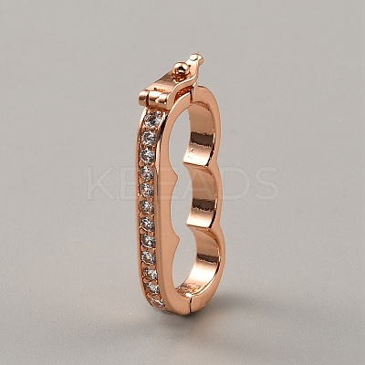 Brass Micro Pave Clear Cubic Zirconia Peanut Enhancer Clasps FIND-WH0139-238RG-1