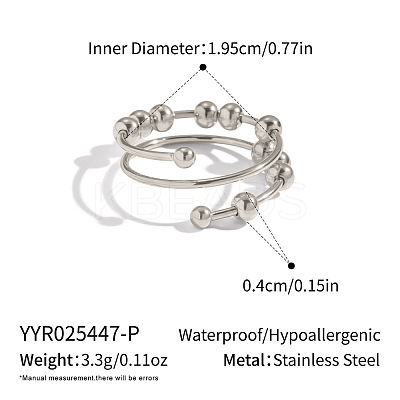 304 Stainless Steel Sliding Bead Finger Rings LS-OK3512-3-1
