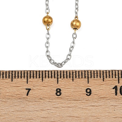 304 Stainless Steel 3MM Round Bead Cable Chain Necklaces for Women NJEW-G177-03B-GP-1