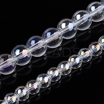 Electroplate Transparent Glass Beads Strands GLAA-T032-T6mm-AB13-1
