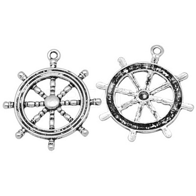 Tibetan Style Rudder Helm Alloy Pendants LS-TIBEB-A101628-AS-FF-1