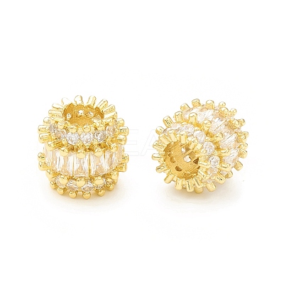 Brass Micro Pave Cubic Zirconia European Beads KK-P228-52G-1