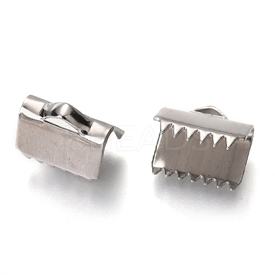 Non-Tarnish 304 Stainless Steel Ribbon Crimp Ends STAS-C018-22P-04-1