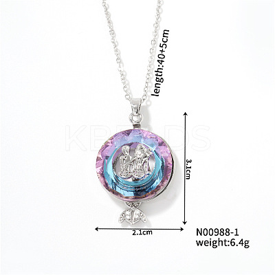 Exquisite vintage mermaid pendant necklace with colorful crystals and hollow design. OS1205-1-1