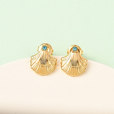 3 Pairs Ocean Series 304 Stainless Steel Starfish & Shell Shape Stud Earrings EJEW-K268-92G-1