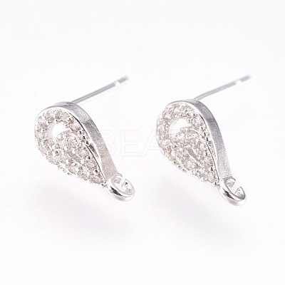 Brass Micro Pave Cubic Zirconia Stud Earring Findings KK-F753-04P-RS-1