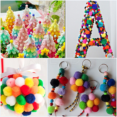 400Pcs 4 Colors Polyester Pom Pom Balls DIY-SC0031-37C-1