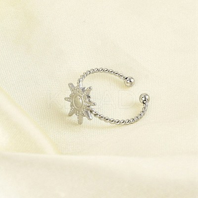 Sun 304 Stainless Steel Open Cuff Rings for Women LS-RJEW-G338-13P-1
