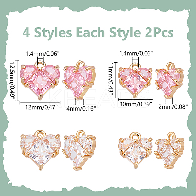 8Pcs 4 Styles Brass Charms KK-WR0001-60-1