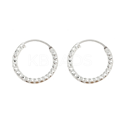 Brass Textured Hoop Earrings EJEW-F378-03B-S-1