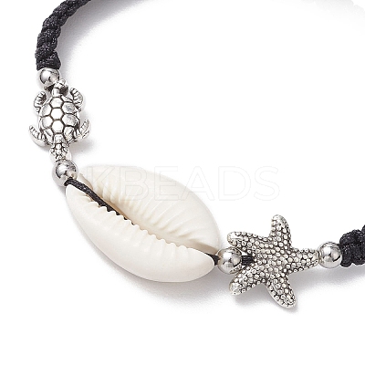 7Pcs 7 Colors Natural Cowrie Shell Braided Bead Bracelets for Women BJEW-JB11765-1