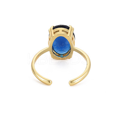 Oval Glass Open Cuff Ring RJEW-S049-001G-1