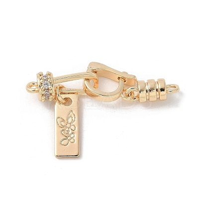 Brass Micro Pave Cubic Zirconia Fold Over Clasps KK-U052-39G-1