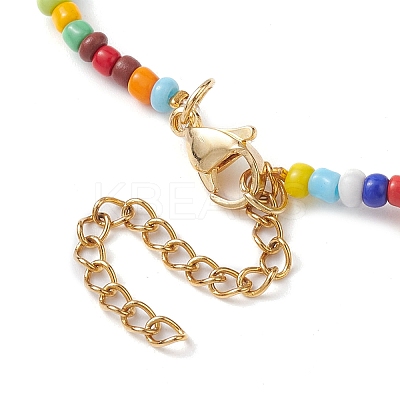 Flower Imitation Pearl Glass Seed & Acrylic Beaded Necklaces NJEW-JN04676-1