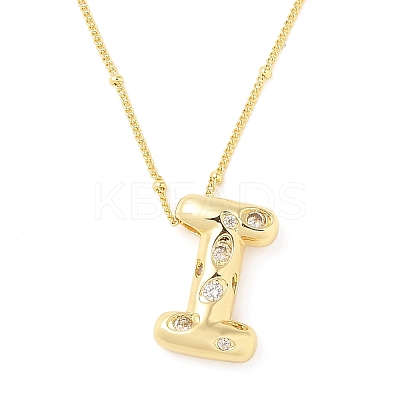 Brass Micro Pave Clear Cubic Zirconia Pendant Necklaces NJEW-Z038-01G-I-1
