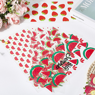 8Pcs 8 Styles PVC Plastic Waterproof Decorative Sticker Labels DIY-SP0004-93D-1