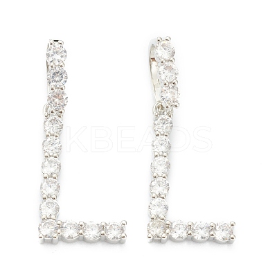 Brass Micro Pave Clear Cubic Zirconia Pendants ZIRC-J039-18P-L-1