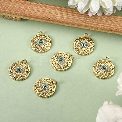 6Pcs Brass Micro Pave Clear Cubic Zirconia Pendants ZIRC-SZ0001-74-1