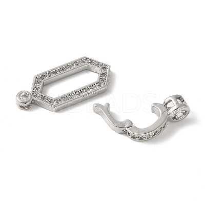 Brass Pave Clear Cubic Zirconia Fold Over Clasps KK-M320-26P-1