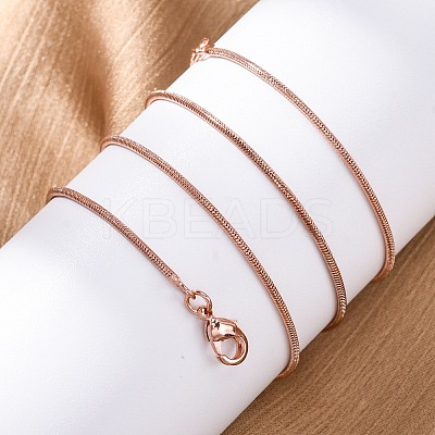 Brass Round Snake Chain Necklaces for Women NJEW-D302-15RG-1