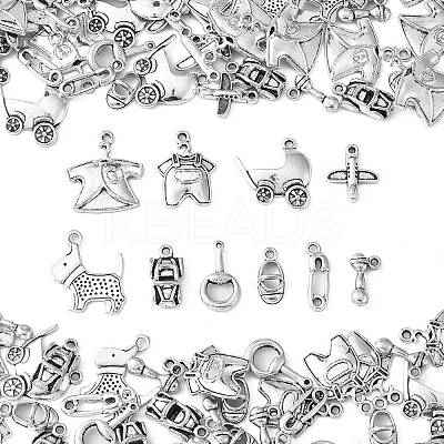 100Pcs 10 Styles Tibetan Style Alloy Charms TIBEP-CJ0002-65-1