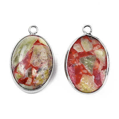 Assembled Peridot and Rose Quartz Pendants X-G-T111-01-1