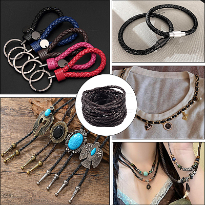 5M Braided Round PU Leather Jewelry Cord OCOR-GF0004-96A-02-1