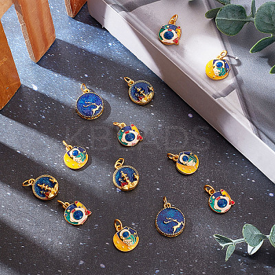 20Pcs 4 Style Alloy Enamel Pendants ENAM-SC0003-18-1