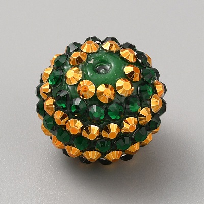 Saint Patrick's Day Theme Chunky Resin Rhinestone Bubblegum Ball Beads LS-RESI-CJC0025-02E-1