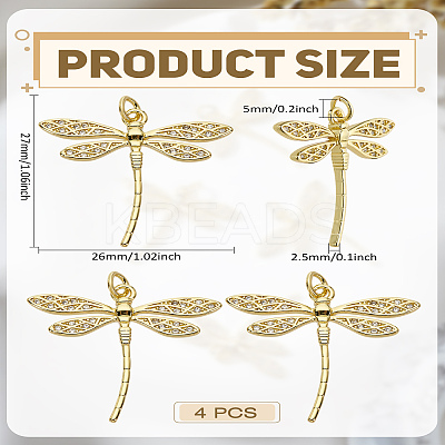 4Pcs Brass Micro Pave Clear Cubic Zirconia Pendants KK-LP0002-07-1