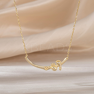 Jewelry 925 Sterling Silver Baby Feet Hand Pendant Necklaces NJEW-K272-01G-1