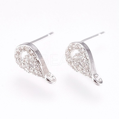 Brass Micro Pave Cubic Zirconia Stud Earring Findings LS-KK-F753-04P-RS-1
