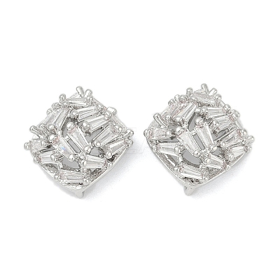 Brass Micro Pave Cubic Zirconia Stud Earring Findings KK-Z094-11P-1