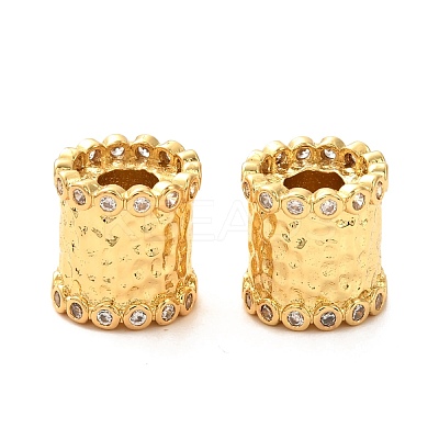 Brass Micro Pave Clear Cubic Zirconia European Beads ZIRC-P086-38G-1