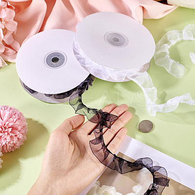 2Rolls 2 Colors Floral Polyester Lace Ribbon OCOR-TA0002-66-1