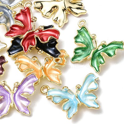 10Pcs Rack Plating Alloy Enamel Pendants ENAM-YW0002-50-1