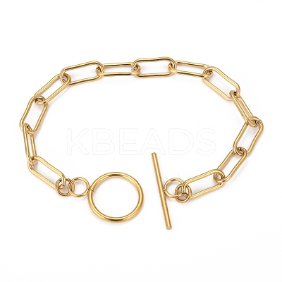 304 Stainless Steel Paperclip Chain Bracelets STAS-P001-59G-1