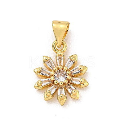 Rack Plating Brass Micro Pave Cubic Zirconia Pendants KK-G513-02G-1