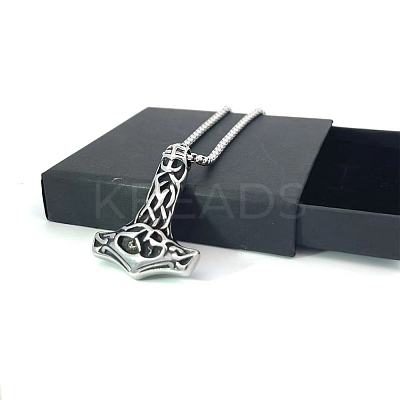 Stainless Steel Viking Knot Hammer Pendant Men's Necklaces EF3449-1