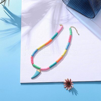 Handmade Polymer Clay Heishi Beads Pendant Necklaces X1-NJEW-JN02816-1