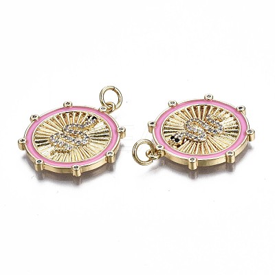 Brass Micro Pave Clear Cubic Zirconia Pendants ZIRC-S067-014-NR-1