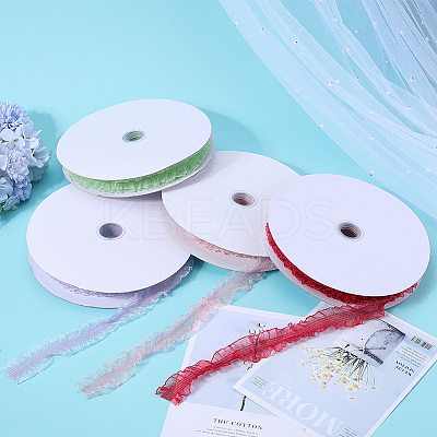 20 Yards Ruffled Nylon Elastic Lace Trim EW-WH0018-03D-1