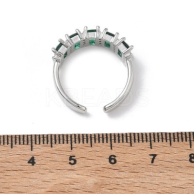 Brass Micro Pave Cubic Zirconia Cuff Open Rings for Women RJEW-L343-16P-03-1