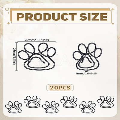 20Pcs Cat Paw Print Iron Covered with PET Plastic Paper Clips AJEW-LP0005-57-1