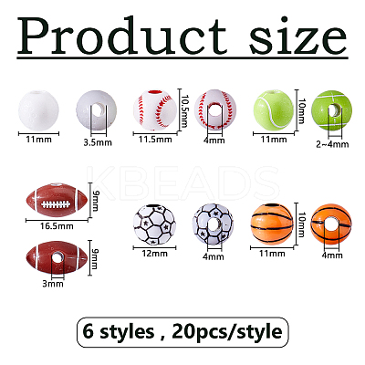 120Pcs 6 Styles Craft Style Acrylic Beads MACR-DC0001-19-1