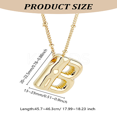 1pc Brass Chain with Alloy Letter Pendants Necklaces NJEW-LP0001-41B-G-1