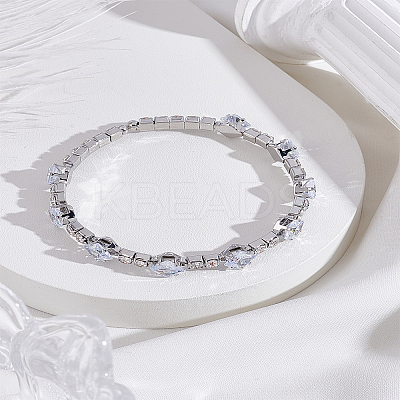 1Pc Alloy Pave Cubic Zirconia Open Cuff Bangles for Women BJEW-LP0003-42A-1