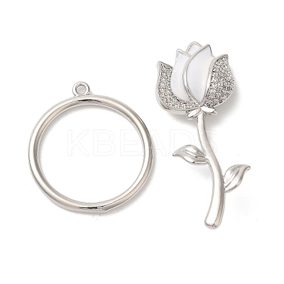 Brass Micro Pave Clear Cubic Zirconia Toggle Clasps KK-A227-20P-1